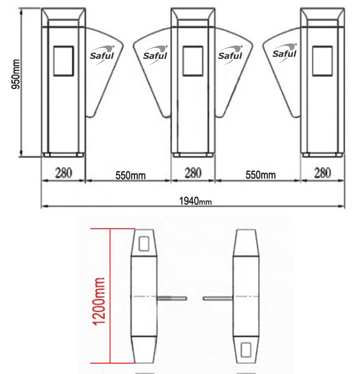 High Quality Flap Turnstile Barrier Gate for Access Control System rfid Electric Turnstile