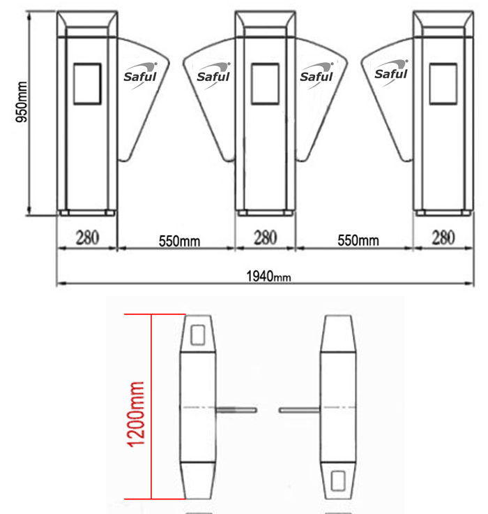 Automation gate barrier flap turnstile with uhf rfid reader