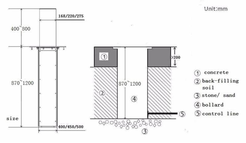 Automatic Bollard  Hydraulic  Traffic Road RisingBbollards  HZ-RS168