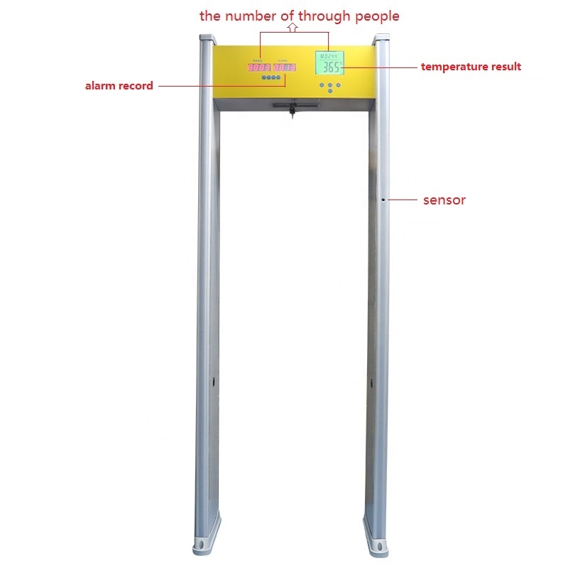 New upgraded version 6l12l18 zones walkthrough pulse induction metal detector with body temperature measurement function