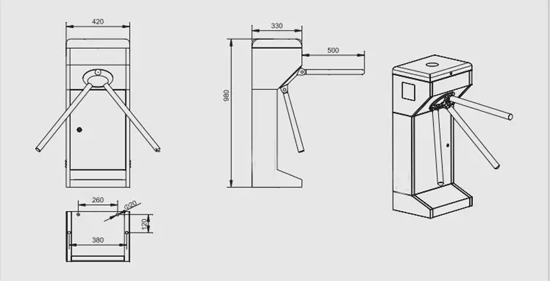 Semi Automatic Tripod Turnstile Mechanism Solenoid Magnet Hub Tripod Turnstiles