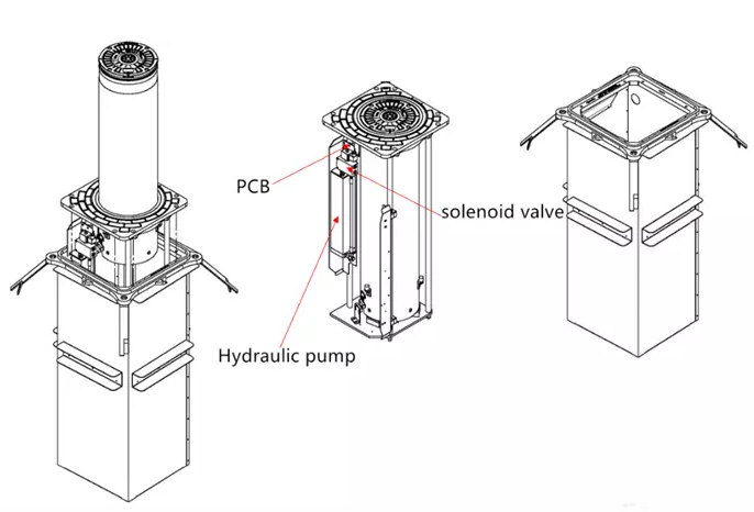 Factory Price 304 Stainless Steel Rising Bollards Automatic Hydraulic Bollards Traffic Barrier HZ-RS168