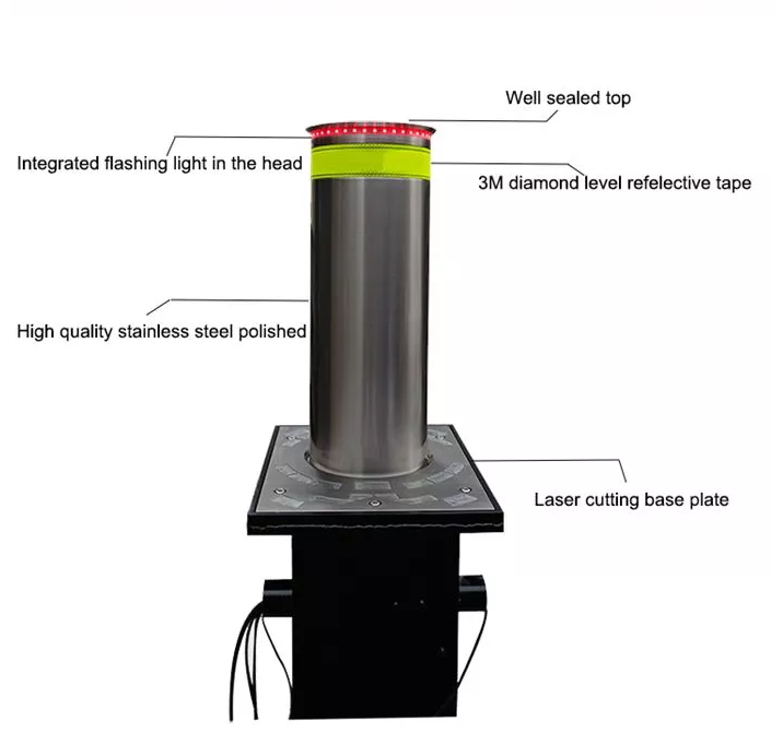 Factory Price 304 Stainless Steel Rising Bollards Automatic Hydraulic Bollards Traffic Barrier HZ-RS168