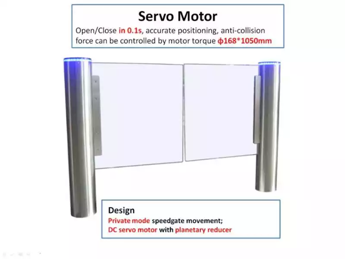 Luxury servo motor fast speed access control automatic electronic ylinder swing turnstile barrier