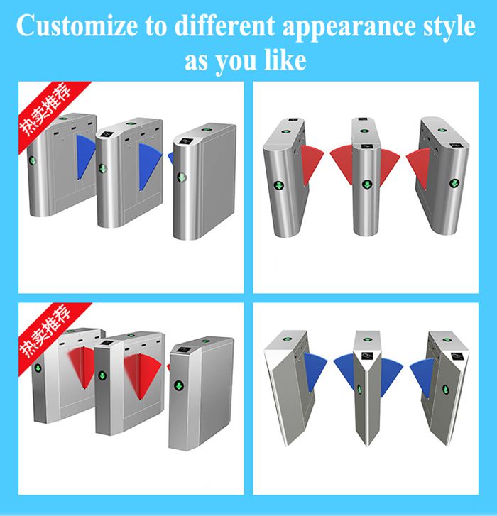 High security RFID full automatic face recognition fingerprint flap turnstile barrier gate HZ-1271-A for office and hotels