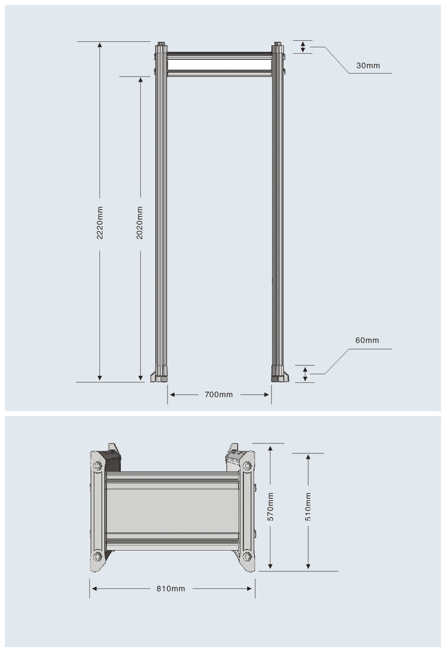 Juzheng Hot-selling Human Body check Waterproof Walk Through Metal Detector gate for hospital public area