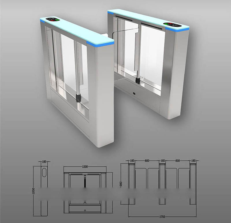 Biometric fingerprint turnstile QR code scanner face recognition access control RFID card glass swing barrier gate