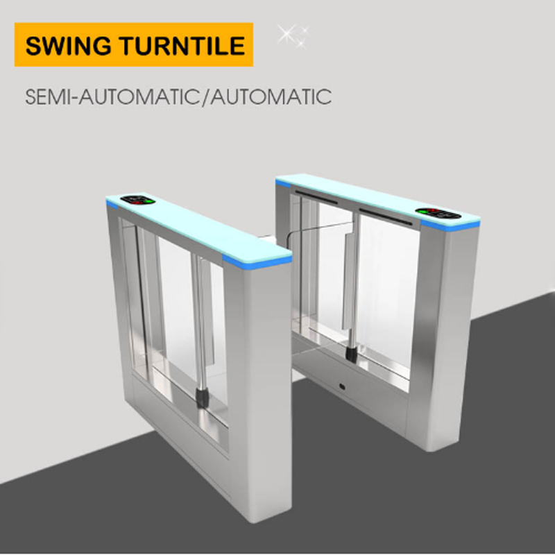 Biometric fingerprint turnstile QR code scanner face recognition access control RFID card glass swing barrier gate