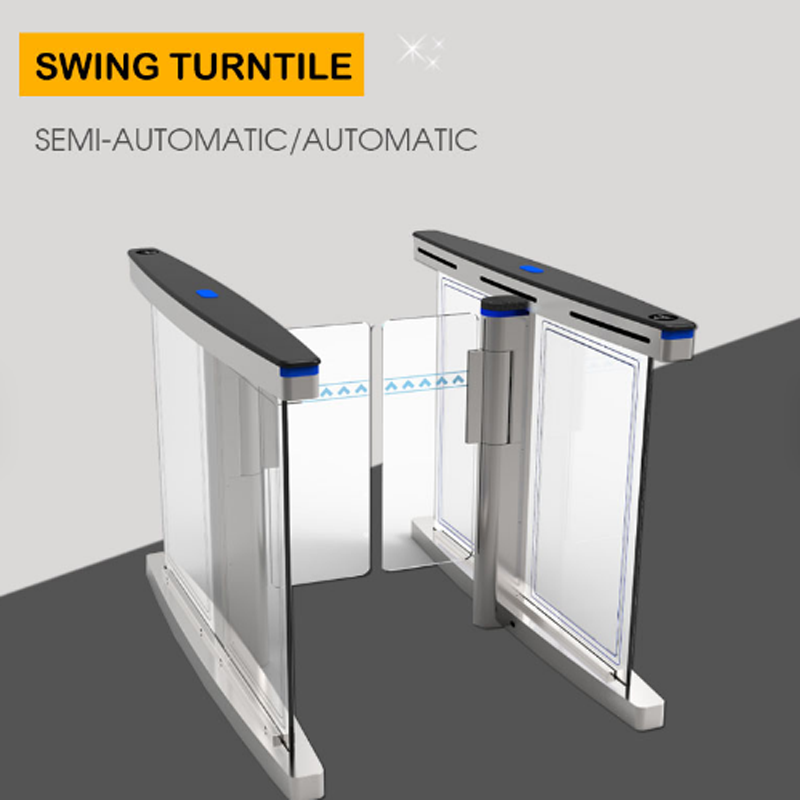 Biometric fingerprint turnstile QR code scanner face recognition access control RFID card glass swing barrier gate