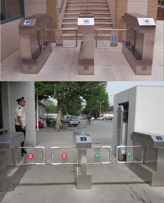 Electric swing barrier access gate swing barrier bi-directional turnstile