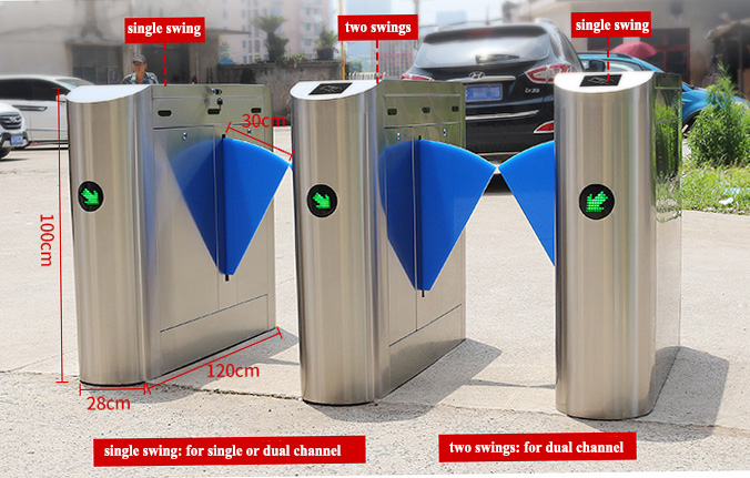 Bi-directional access control system automatic flap barrier turnstile gate with face recognition scanner