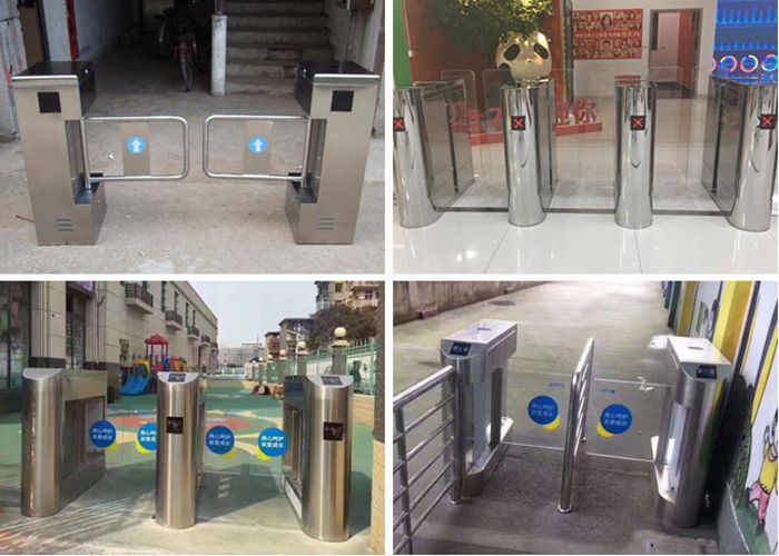 Security nfc/fingerprint/swipe card access full height bi-directional sliding barrier turnstile