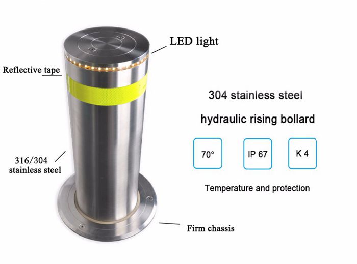 304 stainless steel full-automatic led lighted security hydraulic pneumatic rising bollards