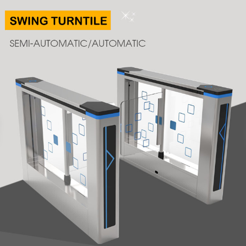 Biometric fingerprint turnstile QR code scanner face recognition access control RFID card glass swing barrier gate