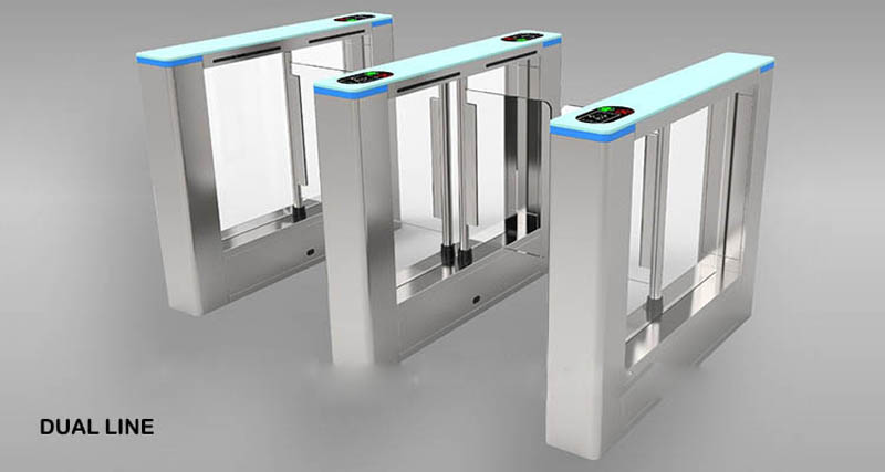 Biometric fingerprint turnstile QR code scanner face recognition access control RFID card glass swing barrier gate