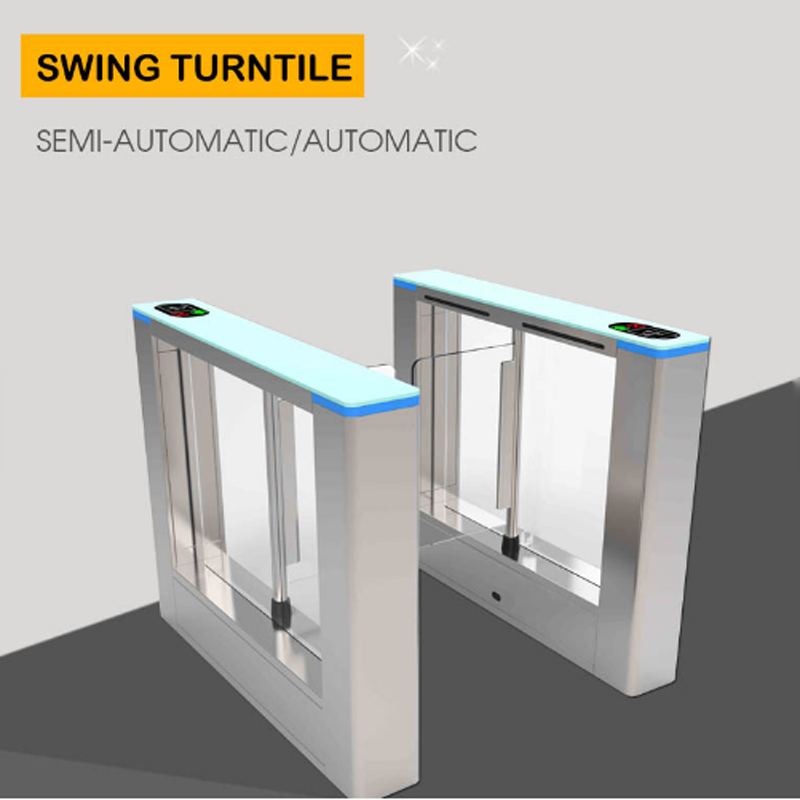 Biometric fingerprint turnstile QR code scanner face recognition access control RFID card glass swing barrier gate