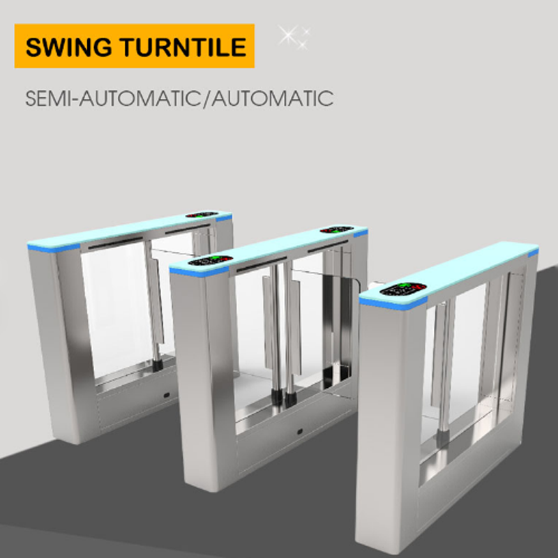 Biometric fingerprint turnstile QR code scanner face recognition access control RFID card glass swing barrier gate