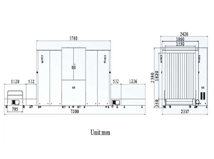 Large tunnel 150cm*180cm x ray screening scanner machine for cargo security