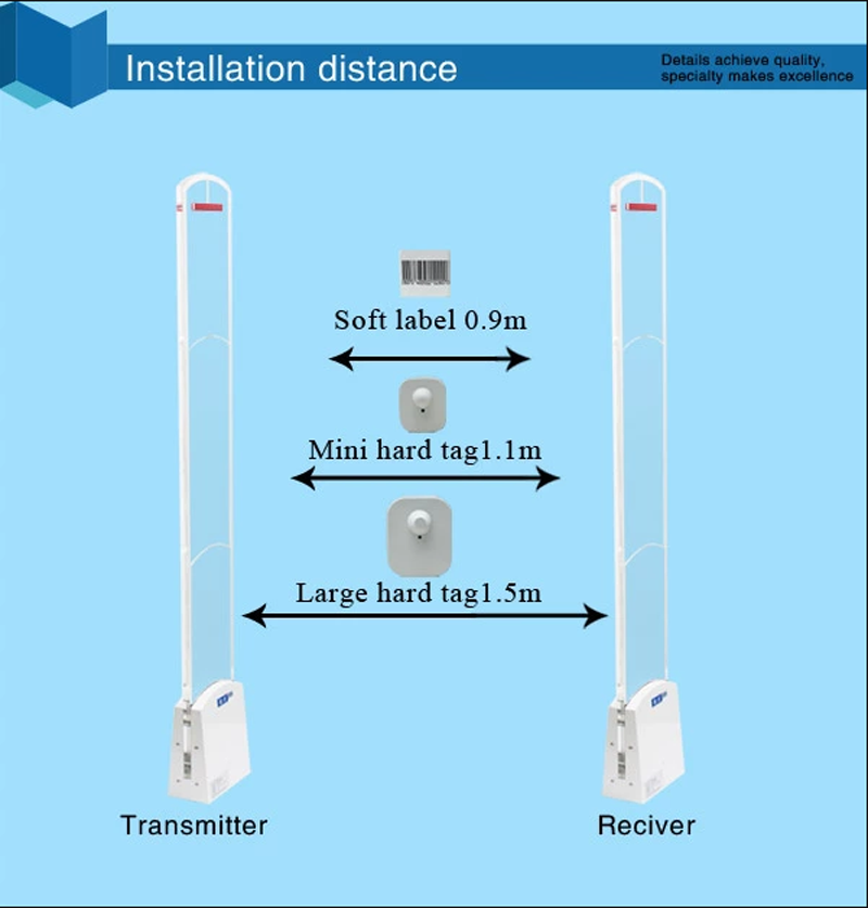 Supermarket stainless steel sound sensor clothing store alarm security eas system eas ant theft system