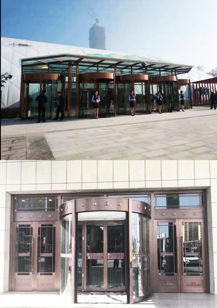 Commercial building pedestrian automatic revolving gate hotel entrance sliding barrier main gate