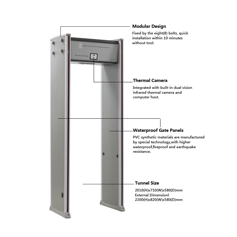 Ukraine High Quality Walk Through Security fo Metal Detector With Front And Back mini CCTV Camera And DVR security scanner