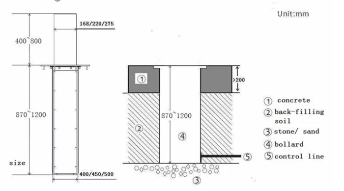 Factory Price 304 Stainless Steel Rising Bollards Automatic Hydraulic Bollards Traffic Barrier HZ-RS168